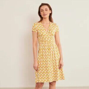 Boden Mustard and Cream Patterned Midi Dress